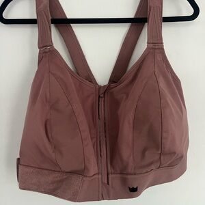 SHEFIT Pink Sports Bra with Front Zipper and Wide Straps
